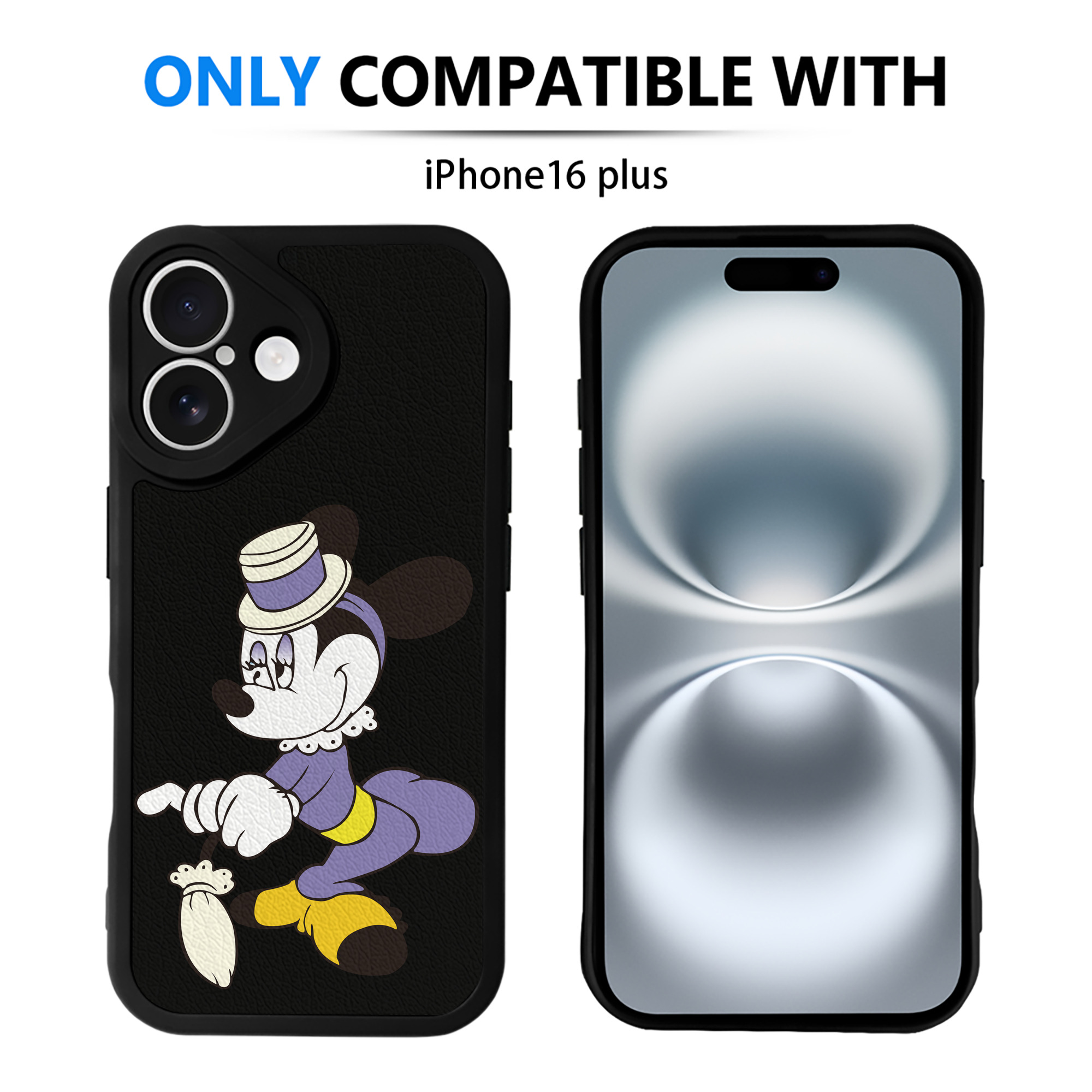 （画像用） ミッキーマウス Mickey Mouse 【iPhone 16シリーズ対応】シリコンスマホケース（レザー調） 材質：シリコン